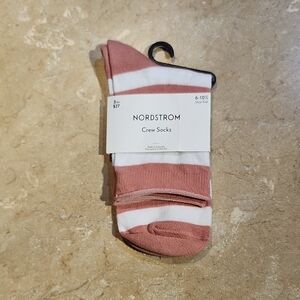 Nordstrom Rose Pink Stripe Crew Socks